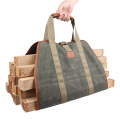 New Design Fireplace Accessories Holder Waxed Canvas Firewood Tote Bags